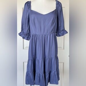 Beyond Words Tiered Puffed Sleeve Soft Queen Anne‎ Neckline Size Large
